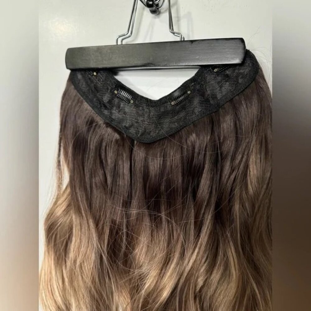 24 In One Piece U Shape Clip In Wavy Extensions Balayage hair Style - dark root - Picture 3 of 9